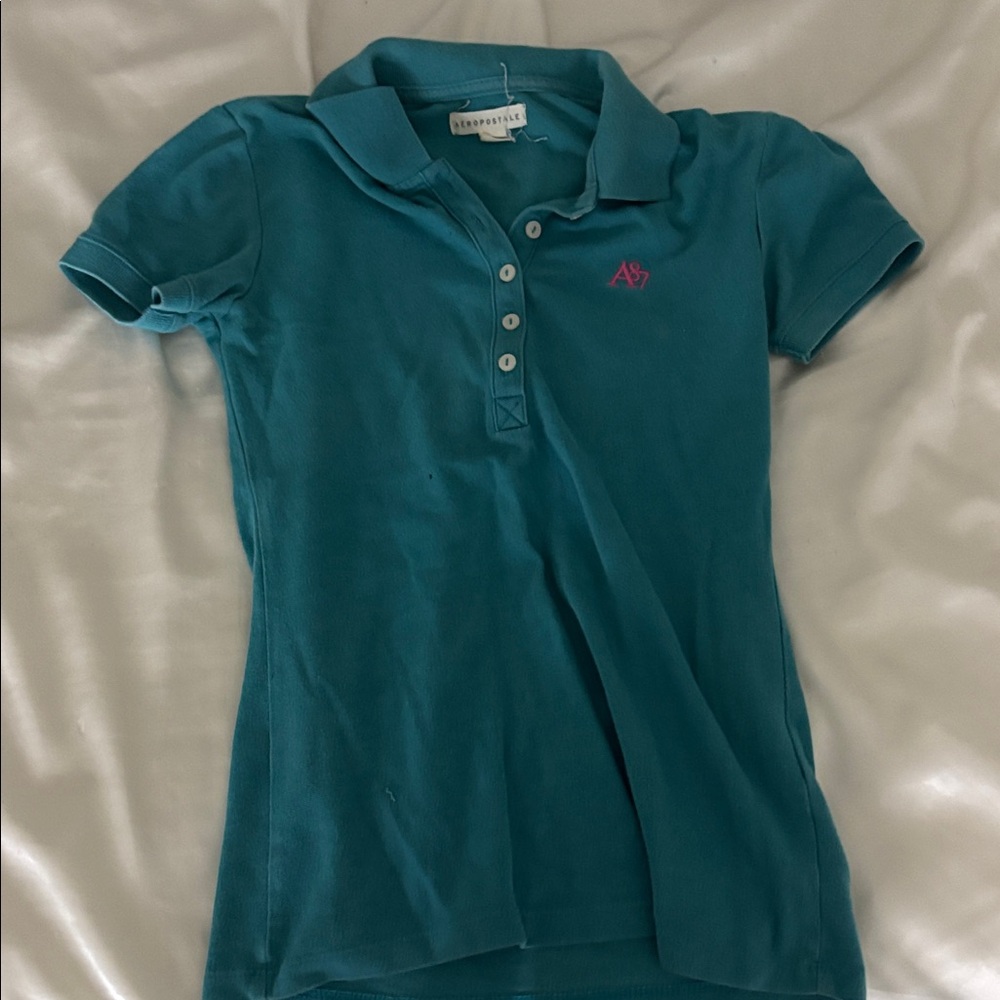 Aeropostale Teal Short Sleeve Polo Shirt